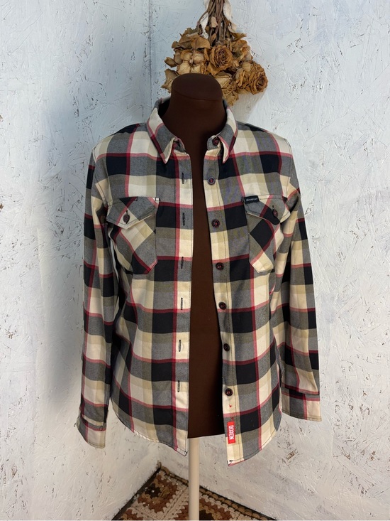 DIXXON Tops - Dixxon Snap On Limited Edition Button Down Flannel Red Black Womens Medium